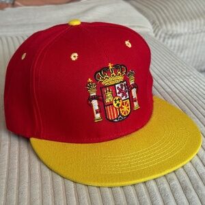 Spain Flag Crest Embroidered Unisex Snapback Hat